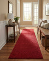 Solid Shag Seaside Collection Area Rug - Azure Cove (Red) Runner Red  lifestyle 51