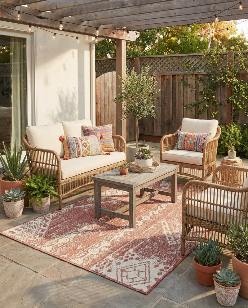 Desert Nomad Terrace Collection Area Rug - Sahara (Rust Red) Rectangle Rust Red  lifestyle 20