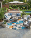 Urban Terrace Collection Area Rug -  Loggia Round Multi  lifestyle 34
