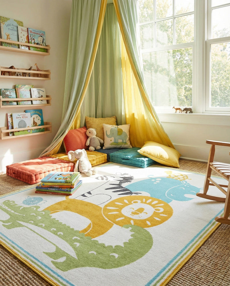 Wonder Tykes Collection Area Rug -  Prismatic Rectangle Ivory  lifestyle 5