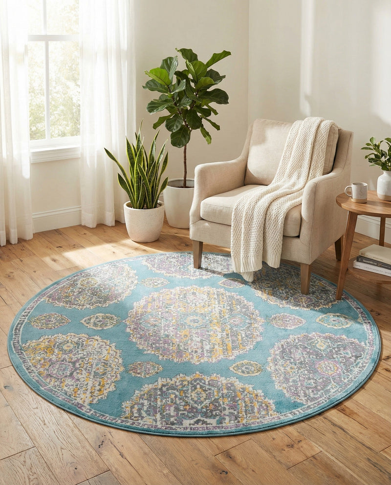 Arcadia Rugs Collection Area Rug -  Atlantis (Blue) Round Blue  lifestyle 39
