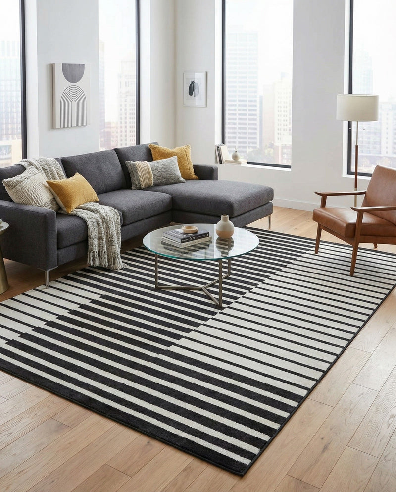 Copenhagen Edge Collection Area Rug -  Vesterbro Rectangle Black  lifestyle 55