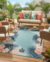 Seaside Blooms Collection Area Rug - Haven Rectangle Blue  lifestyle 24