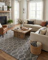 Geo Garden Lattice Collection Area Rug -  Casablanca Rectangle Charcoal Ivory  lifestyle 45
