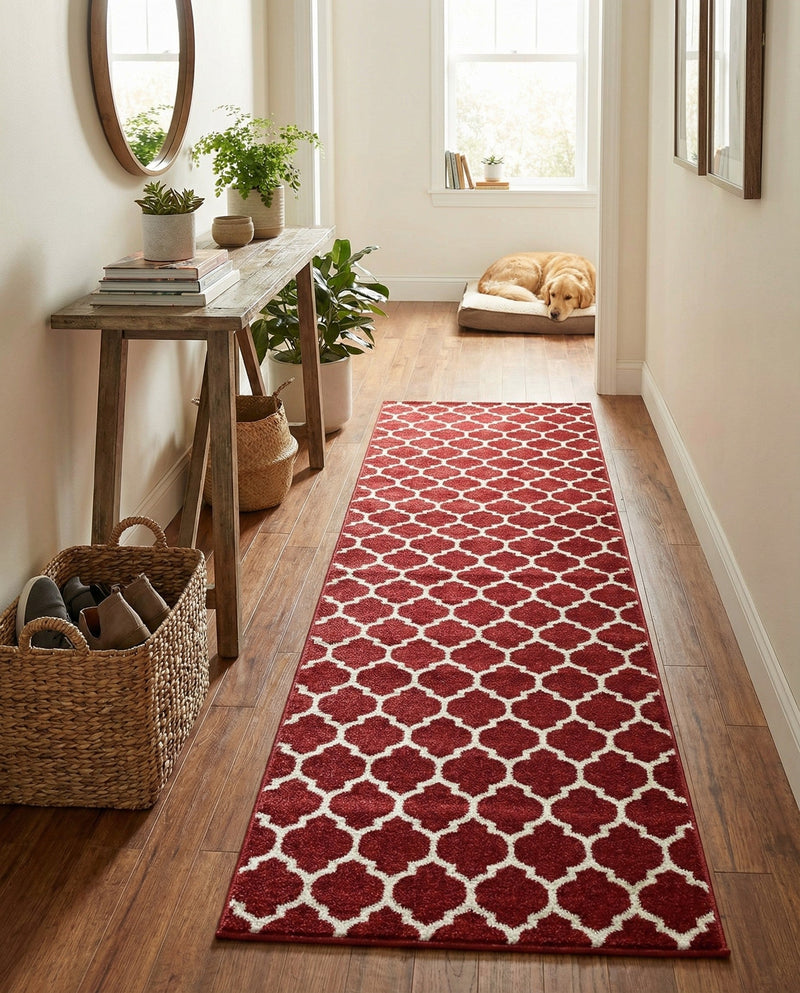 Lattice Gardens Collection Area Rug -  Bloomfield (Dark Terracotta) Runner Dark Terracotta  lifestyle 64