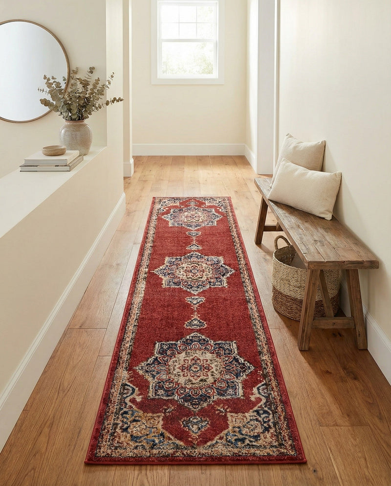 Eden Oasis Collection Area Rug -  Tranquility (Burgundy) Runner Burgundy  lifestyle 61