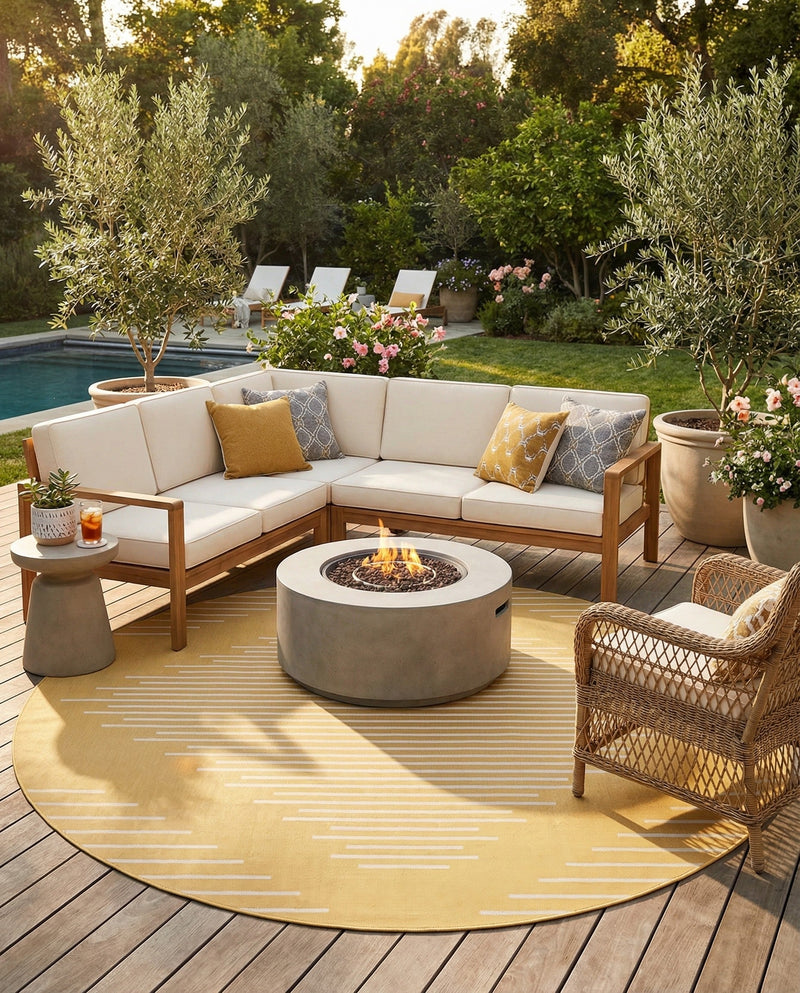 Urban Terrace Collection Area Rug -  Chelsea (Yellow) Round Yellow  lifestyle 77