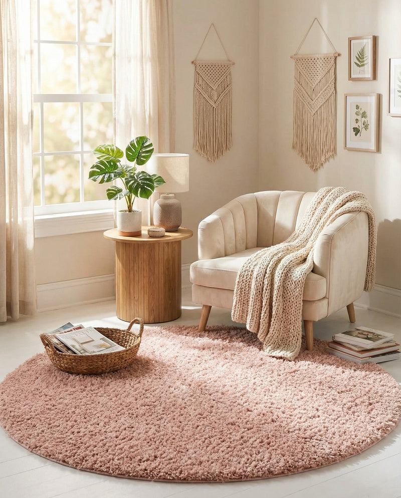 Alpine Plush Collection Area Rug -  Cortina (Dusty Rose) Round Dusty Rose  lifestyle 25