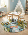 Wonder Tykes Collection Area Rug -  Ombre Round Ivory  lifestyle 11