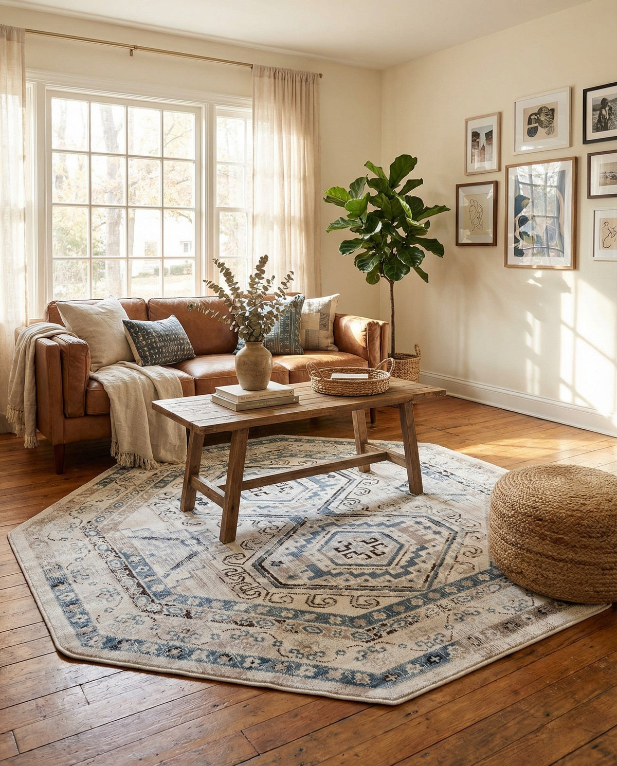 Savannah Elegance Collection Area Rug -  Tybee (Gray Blue) Octagon Gray Blue  lifestyle 94