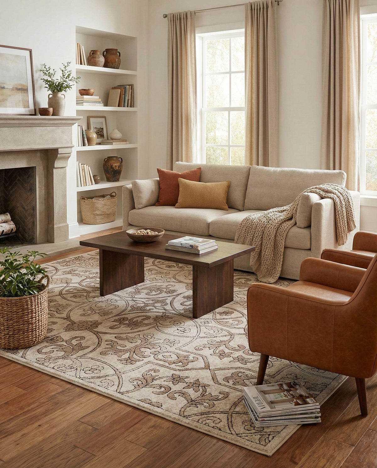Andes Summit Collection Area Rug -  Merida Rectangle Dark Beige  lifestyle 19