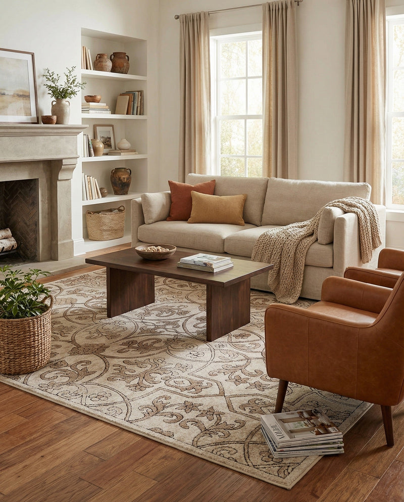 Andes Summit Collection Area Rug -  Merida Rectangle Dark Beige  lifestyle 19
