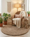 Plush Oasis Collection Area Rug - Serenity (Sandy Brown) Round Sandy Brown  lifestyle 32