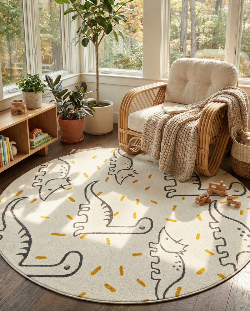 Wonder Tykes Collection Area Rug -  Jamboree Round Ivory  lifestyle 51
