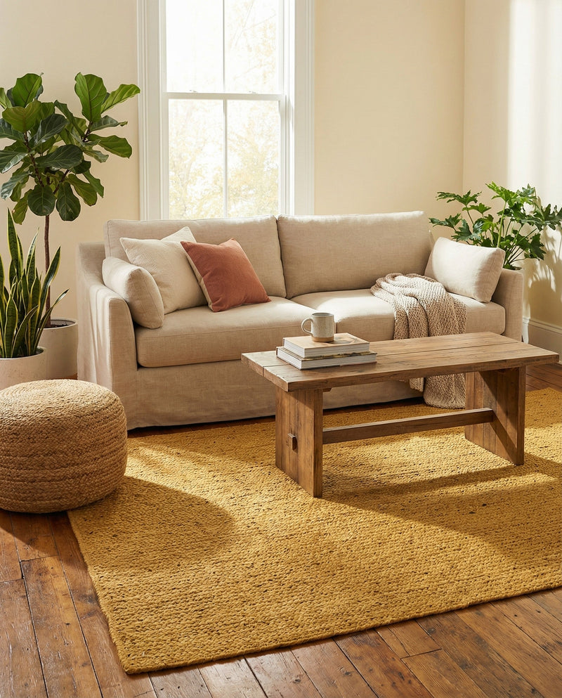 Woven Seaside Jute Collection Area Rug - Savannah (Yellow) Rectangle Yellow  lifestyle 12
