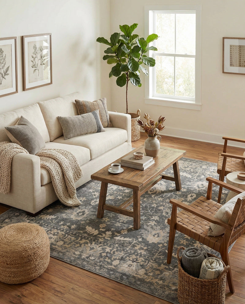Cascade Range Collection Area Rug -  Shasta (Gray) Square Gray  lifestyle 80