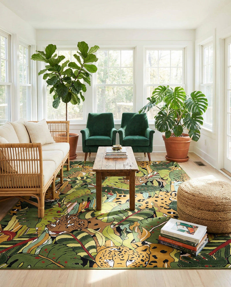 Seaside Blooms Collection Area Rug -  Sorrento Rectangle Green  lifestyle 15