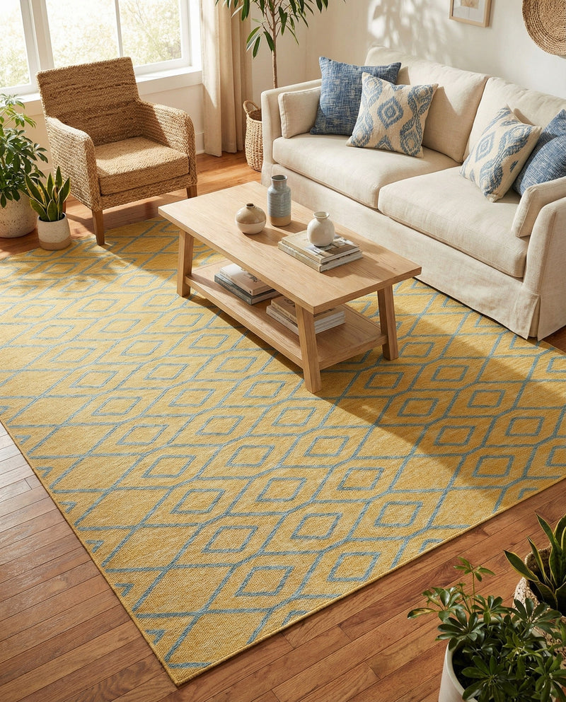 Urban Oasis Rugs Collection Area Rug -  Boulevard (Yellow and Aqua) Square Yellow and Aqua  lifestyle 22