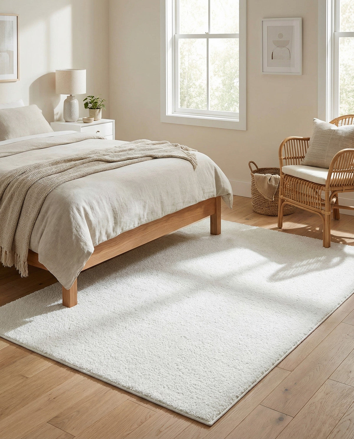Solid Shag Seaside Collection Area Rug - Azure Cove (Snow White) Rectangle Snow White  lifestyle 26