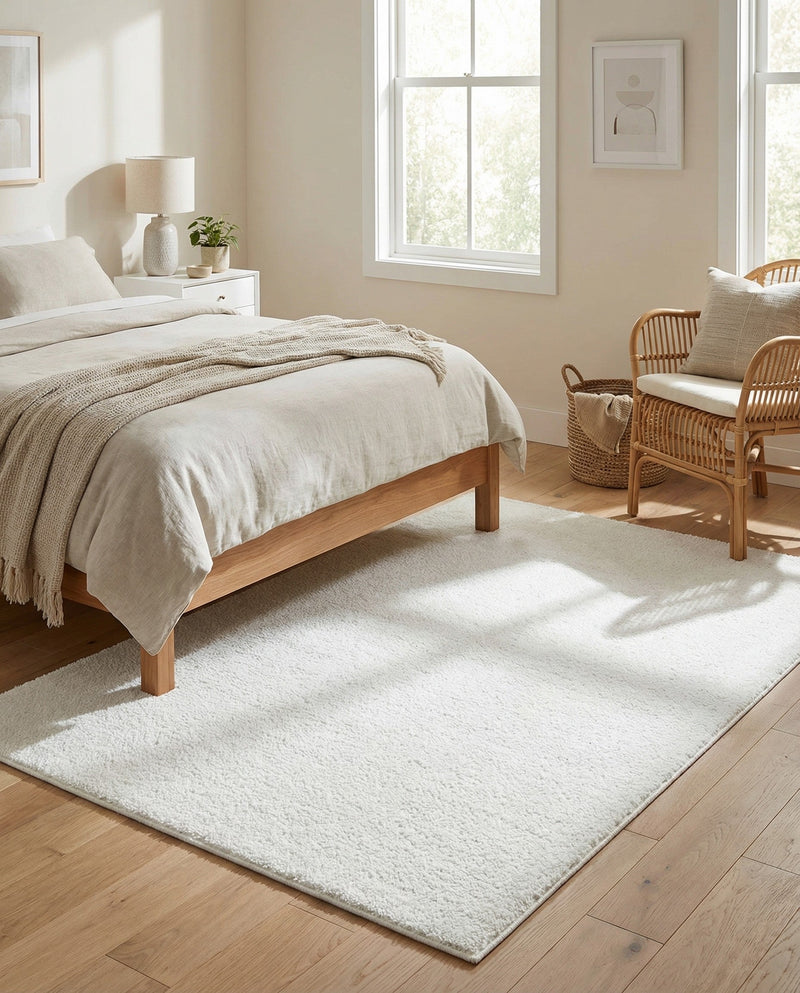 Solid Shag Seaside Collection Area Rug - Azure Cove (Snow White) Rectangle Snow White  lifestyle 26