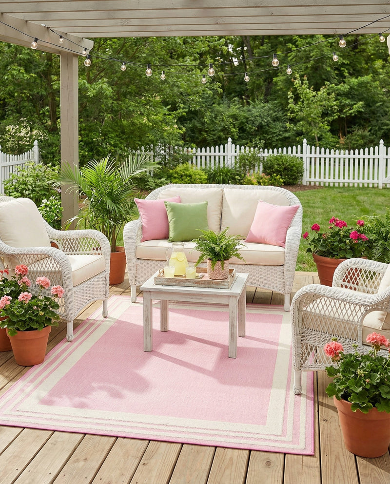 Bahama Breeze Outdoor Collection Area Rug -  Abaco Rectangle Pink  lifestyle 58