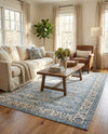 Savannah Elegance Collection Area Rug - Augusta (Aqua Blue) Rectangle Aqua Blue  lifestyle 28