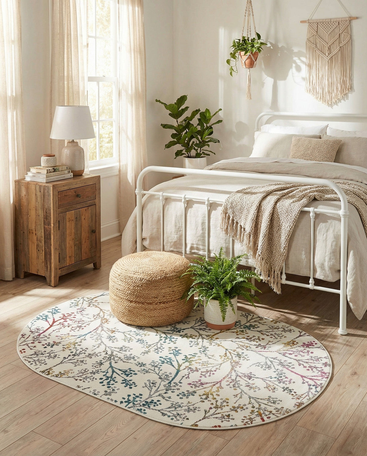Meadow Breeze Collection Area Rug -  Sunbeam Oval Ivory  lifestyle 148
