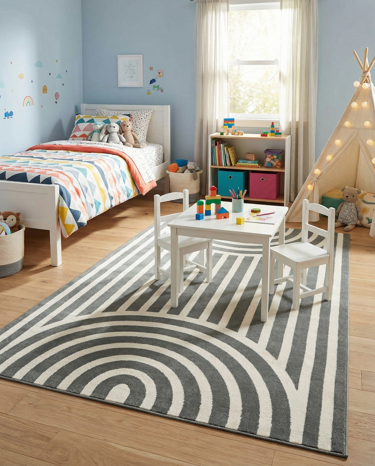 Wonder Tykes Collection Area Rug -  Joydale Rectangle Gray and Silver  lifestyle 48