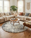 Cozy Haven Shag Collection Area Rug -  Tranquility (Pebble Gray) Round Pebble Gray  lifestyle 47