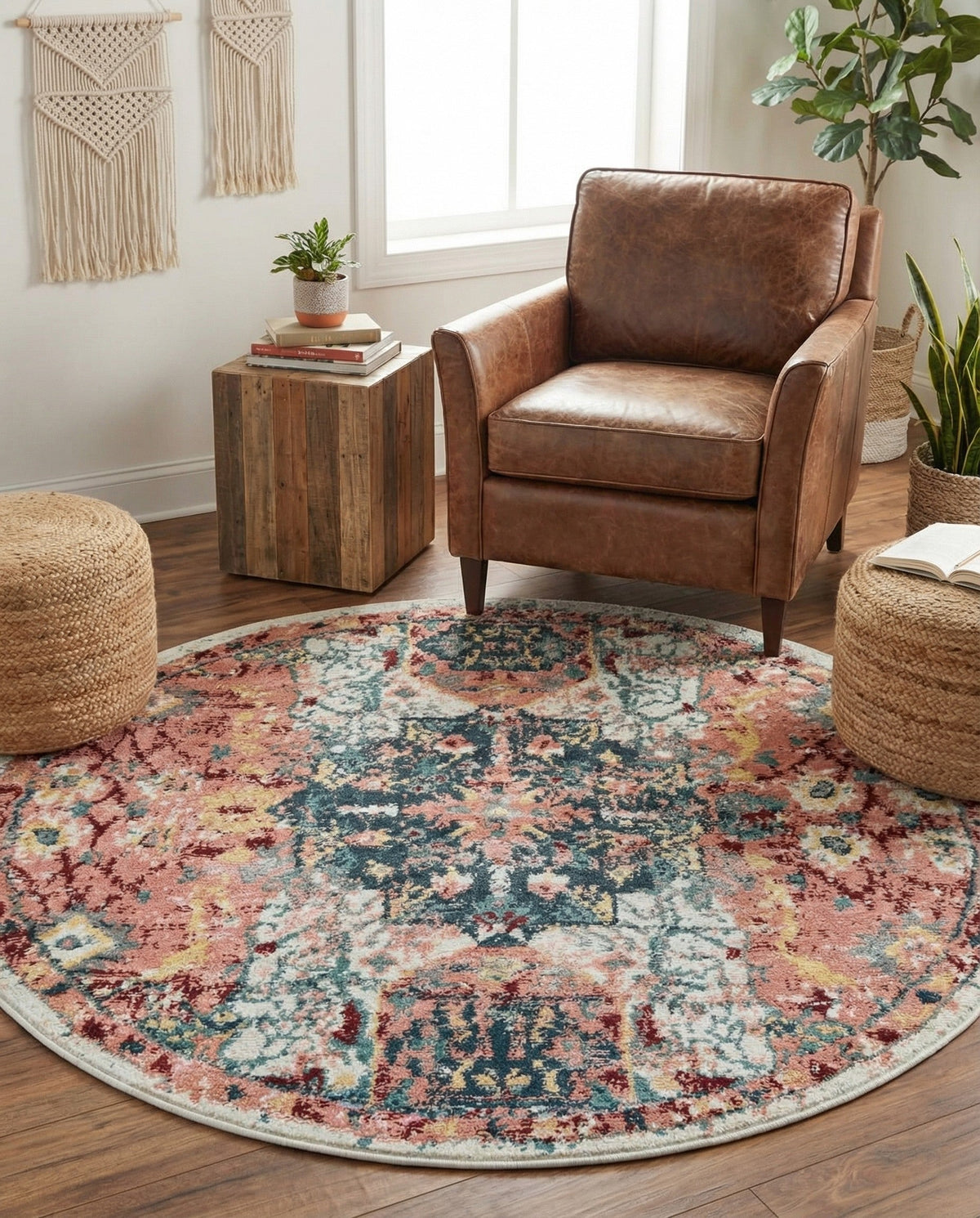 Savannah Elegance Collection Area Rug -  Azalea Round Pink  lifestyle 170