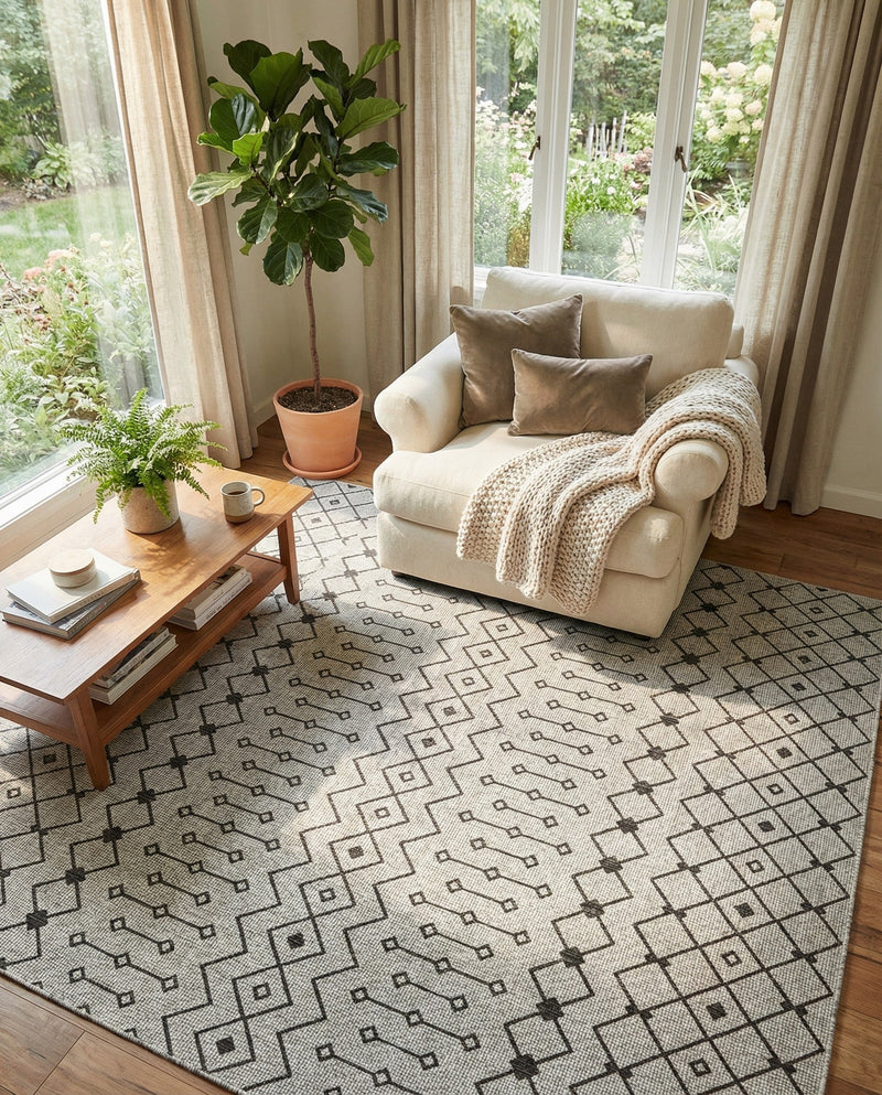 Savannah Pergola Collection Area Rug -  Pergola (Gray) Square Gray  lifestyle 69