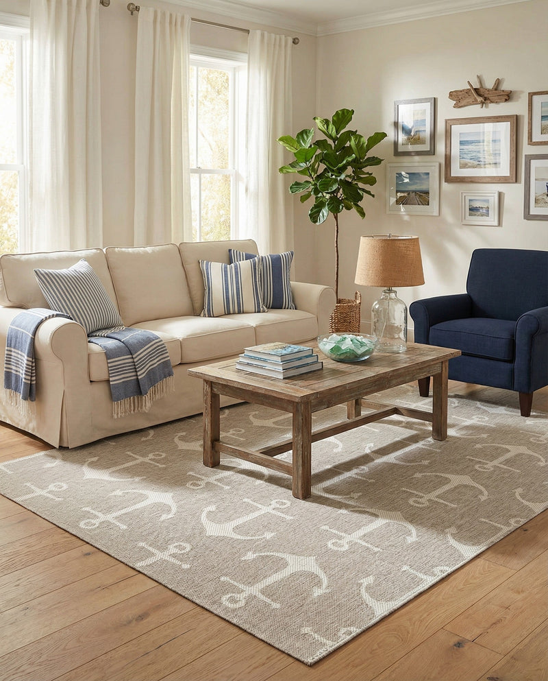Seaside Haven Rugs Collection Area Rug - Sapphire (Gray) Rectangle Gray  lifestyle 7