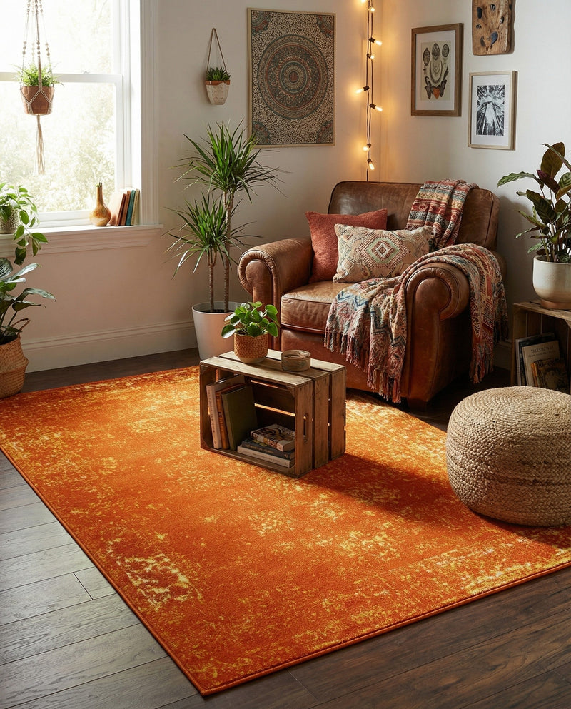 Riviera Elegance Collection Area Rug - Antibes (Orange) Rectangle Orange  lifestyle 26