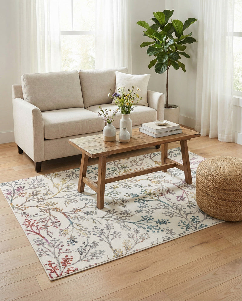 Meadow Breeze Collection Area Rug -  Sunbeam Rectangle Ivory  lifestyle 53