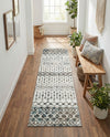 Mediterranean Lattice Collection Area Rug -  Casablanca (Ivory Gray Blue) Runner Ivory Gray Blue  lifestyle 80