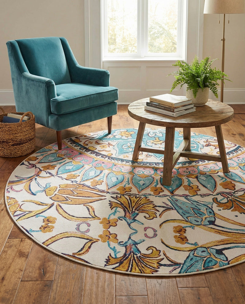Patio Heritage Collection Area Rug - Tuscany Round Multi  lifestyle 45