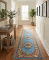 Tabriz Tapestry Collection Area Rug - Azerbaijan (Light Blue) Runner Light Blue  lifestyle 38