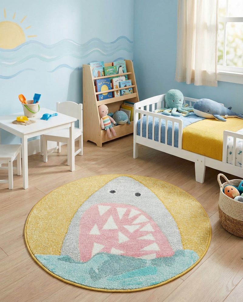 Wonder Tykes Collection Area Rug -  Whimsical Round Yellow  lifestyle 39