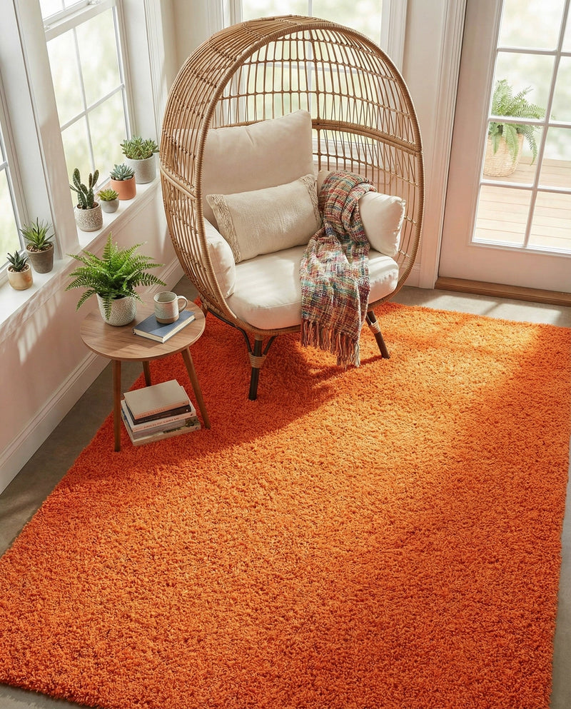 Plush Oasis Collection Area Rug - Serenity (Tiger Orange) Rectangle Tiger Orange  lifestyle 22