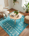 Brighton Stripes Collection Area Rug - Sussex (Turquoise) Square Turquoise  lifestyle 58
