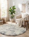 Cozy Haven Shag Collection Area Rug -  Tranquility (Pebble Gray) Round Pebble Gray  lifestyle 24