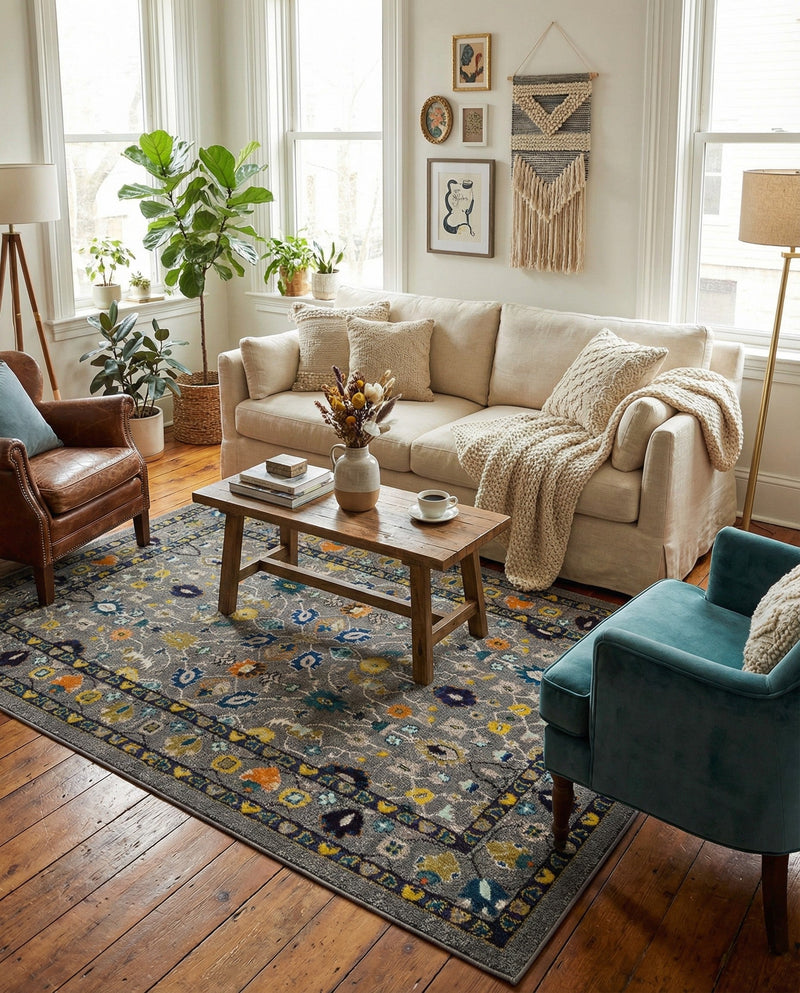 Chateau Elegance Collection Area Rug -  Luxembourg Rectangle Gray  lifestyle 15