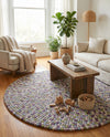Woolen Sphere Collection Area Rug - Orbsburg (Pink and Purple) Round Pink and Purple  lifestyle 66