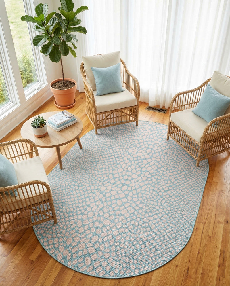 Urban Oasis Rugs Collection Area Rug -  Terrace (Pink and Aqua) Oval Pink and Aqua  lifestyle 26