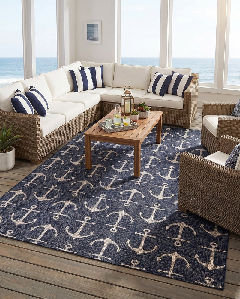 Seaside Haven Rugs Collection Area Rug - Sapphire (Charcoal) Rectangle Charcoal  lifestyle 31