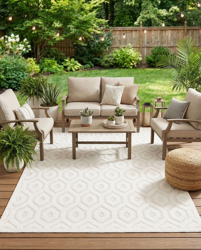 Garden Lattice Charm Collection Area Rug - Arbor (Ivory) Rectangle Ivory  lifestyle 8