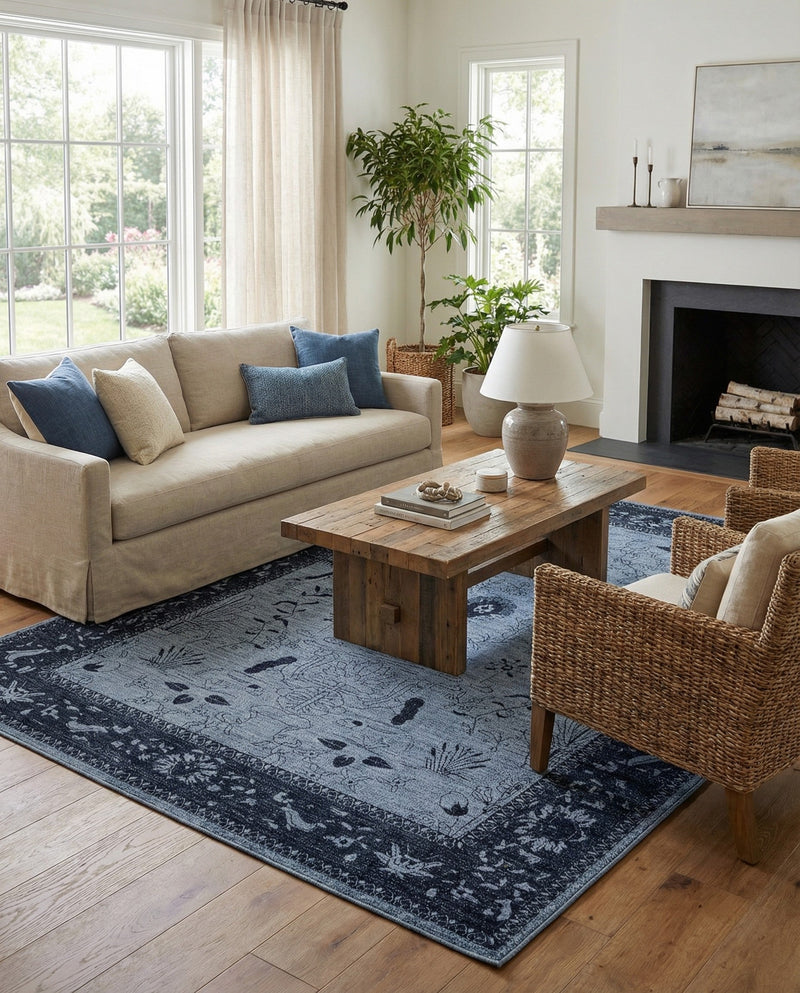 Horizon Collection Area Rug -  Apex (Blue) Rectangle Blue  lifestyle 27
