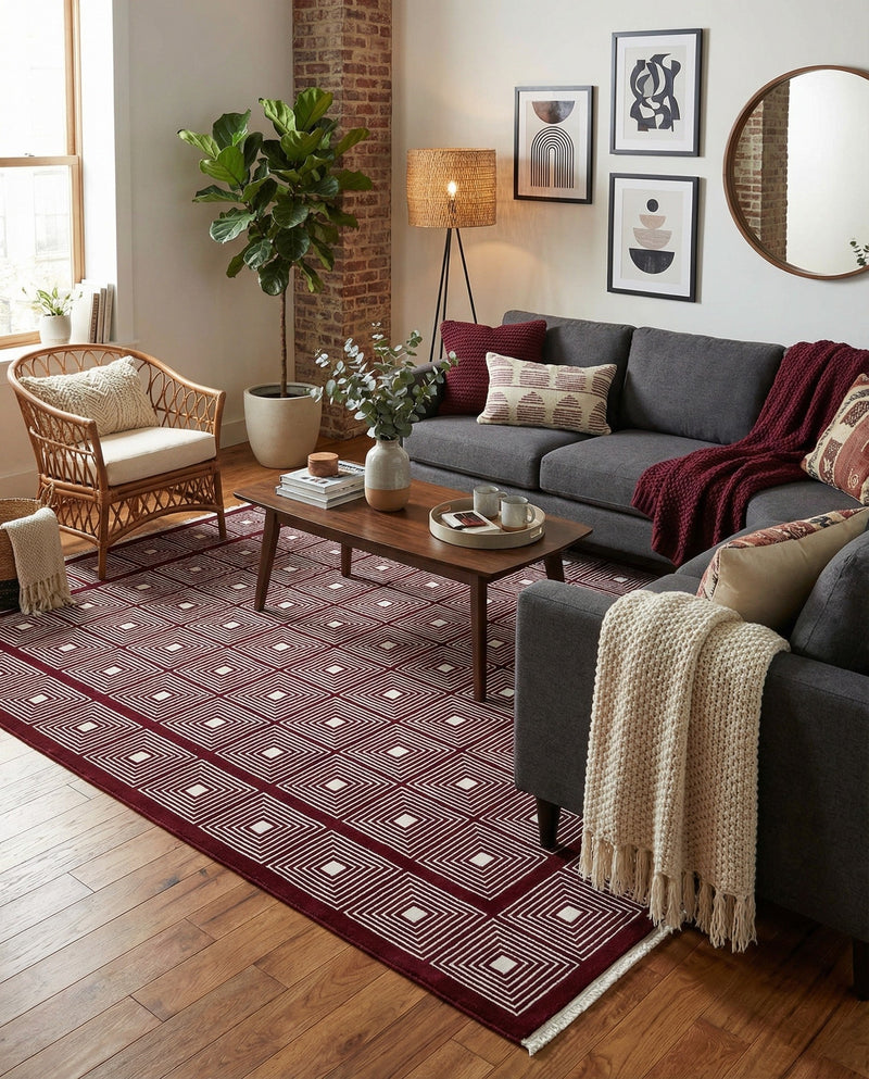 Aravalli Collection Area Rug -  Jaipur Rectangle Burgundy Red  lifestyle 36