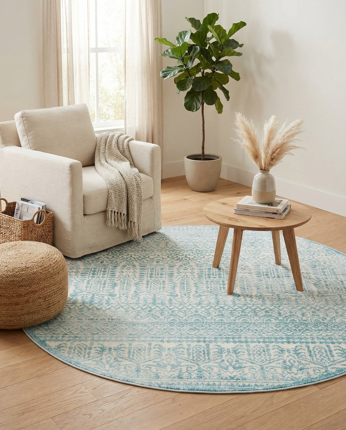 Metro Heights Collection Area Rug -  Chelsea Round Teal  lifestyle 145