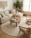 Woven Seaside Jute Collection Area Rug - Savannah (White) Round White  lifestyle 55